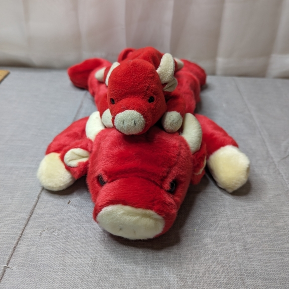 1995 1998 TY Beanie Buddies Babies Snort Red Bull Plush Toy 9" 15" Lot Of 2 - Picture 1 of 13